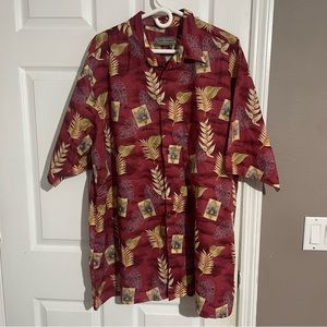 Go Barefoot Shirt Size 2X Multicolor Hawaiian Floral Shirt Red Short Sleeve